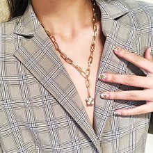 「由畫而生」歐美粗鏈條幾何吊墜項鏈小眾設計感網紅潮流混搭鎖骨鏈多層毛衣鏈歐韓 歷史價格詳細信息