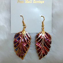 CR-2744 粉紅色鮑魚貝雕刻葉子型鍍金耳環 (24MMX41MM)+鍍金魚耳鈎 價格比較,價格查詢,歷史價格詳細信息