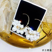 【熱賣精選】圓圈耳環女氣質長款珍珠水晶吊墜耳圈個性百搭耳釘耳飾耳墜 歷史價格詳細信息