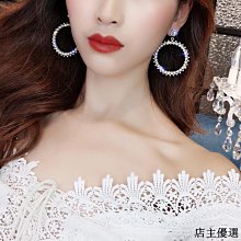 【熱賣精選】圓圈耳環女氣質長款珍珠水晶吊墜耳圈個性百搭耳釘耳飾耳墜 歷史價格詳細信息