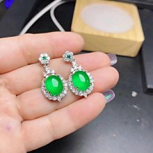 天然A貨翡翠925銀耳墜女冰種帝王綠蛋面玉石耳鉤耳飾美人魚大耳環 歷史價格詳細信息