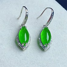 天然翡翠耳環冰種祖母綠耳飾純銀鑲嵌耳扣高級感玉石耳釘A貨珠翠~晴天 歷史價格詳細信息