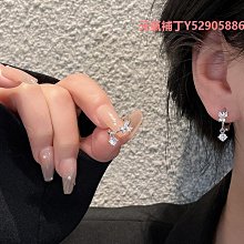 耳釘鑲鉆四葉草耳釘女18k玫瑰金925純銀網紅新款潮耳墜耳飾 歷史價格詳細信息