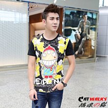 ＊ Catwalks 搖滾の貓 ＊ 韓版時尚款小蘑菇刺繡裝飾短袖襯衫 ( 深藍、酒紅、白色、黑色 ) S-XXL 歷史價格詳細信息