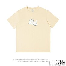 夏季簡約印花純棉圓領短袖t恤男女寬松百搭套頭打底上衣女情裝-正正男裝 歷史價格詳細信息