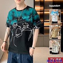 M-4XL t恤男潮牌夏季新款個性徽章印花緊身百搭薄款黑白色短袖潮男/3/5.8Z 歷史價格詳細信息