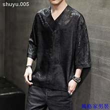 中年短袖男冰絲提花短袖T恤男夏季寬鬆五分袖男士速幹半袖體恤工 歷史價格詳細信息