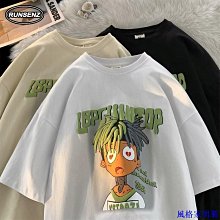 短袖男五分袖上衣T恤加肥加大尺碼胖子ins短袖寬鬆夏季港風情侶 歷史價格詳細信息