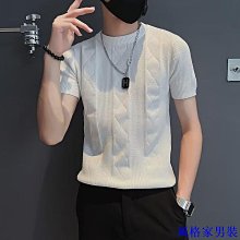 短袖T恤男士新款潮牌感男裝內搭圓領半袖針織打底衫上衣 男短袖T恤 男短T 襯衫 針織短袖 歷史價格詳細信息