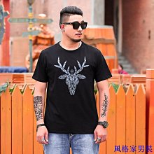 大碼T恤【潮男】2019大碼t恤男夏季新款純棉印花短袖加肥加大碼男裝 大尺碼上衣 歷史價格詳細信息