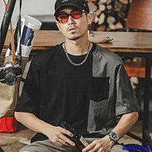 夏季大口袋短袖t恤 男生簡約百搭痞帥ins原宿港風圓領五分袖 短袖男 男t 男生T恤 歷史價格詳細信息