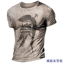 男士復古街頭t恤，3d野獸印花短袖上衣，休閒透氣運動衫，夏季獅子圖案t恤【滿299元發貨】 歷史價格詳細信息