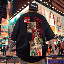 短袖男T恤街頭潮牌創意印花純棉hiphop嘻哈風寬鬆小眾圓領上衣 歷史價格詳細信息