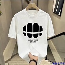 韓版INS港風印花圓領上衣短袖T恤男女同款潮流百搭休閑白T情侶裝T 歷史價格詳細信息