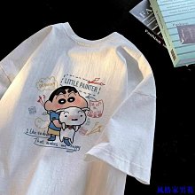 蠟筆小新t恤惡搞印花純棉短袖男女寬松五分袖夏動漫卡通學生上衣#男裝 歷史價格詳細信息