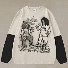 美式復古卡通印花衛衣女春秋新款設計感小眾長袖上衣-餘登米女裝 歷史價格詳細信息