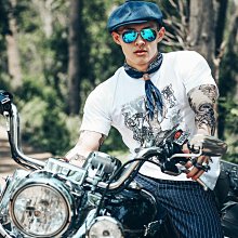 全棉男t恤 純棉圓領短袖T恤 棉質短袖上衣 美式潮牌卡通動漫手繪狗狗摩托車T恤重機車騎行小眾設計男潮短袖 CY016 歷史價格詳細信息