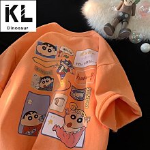 蠟筆小新t恤惡搞印花純棉短袖男女寬松五分袖夏動漫卡通學生上衣#男裝 歷史價格詳細信息