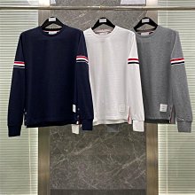 代購#ThomBrowne新品拼色翻領針織polo衫男女同款休閑時尚薄款短 歷史價格詳細信息