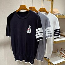 代購#ThomBrowne小帆船刺繡男士短袖polo衫休閑商務翻領保羅衫 歷史價格詳細信息