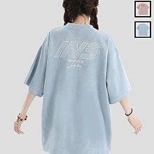 INSstudios 國潮牌情侶美式條紋麂皮絨短袖寬松休閑三條杠圓領T恤_佳美優品 歷史價格詳細信息