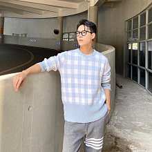 熱銷#ThomBrowne棋盤格子寬松圓領毛衣男女款休閑套頭羊毛針織衫 歷史價格詳細信息