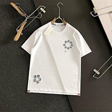 代購 熱銷#ThomBrowne滿花刺繡短袖t恤休閑圓領半袖衫純色打底衫男 歷史價格詳細信息