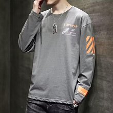 長袖t恤青年新款學生薄款打底衫潮流加絨衛衣男士保暖秋裝上衣服-潮流好物 歷史價格詳細信息
