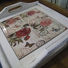 【Oo暖暖屋oO】 ＊~鄉村花朵磁磚木製復古托盤~＊29X29() 價格比較,價格查詢,歷史價格詳細信息