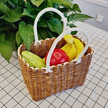 藤編籃子編織擺拍道具面包托盤手工雙耳小吃盤竹編圓形收納果盤*爆款 歷史價格詳細信息