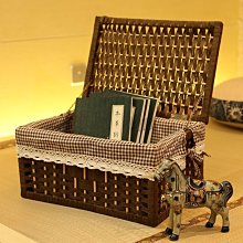 藤編桌面收納筐柳編布藝收納藍竹籃子大號藤籃編織臟衣筐整理小筐*爆款 歷史價格詳細信息