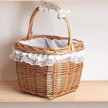 藤編桌面收納筐柳編布藝收納藍竹籃子大號藤籃編織臟衣筐整理小筐*爆款 歷史價格詳細信息