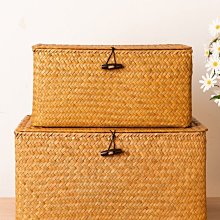 草編收納筐大號收納箱仿藤編有蓋衣服整理箱子衣帽間儲物箱 歷史價格詳細信息