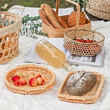 手工藤編托盤面包籃編織水果盤客廳家用復古風竹編籃子饅頭筐早餐*爆款 歷史價格詳細信息