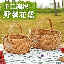 手工柳編編織戶外野餐籃手提籃子竹編藤編水果籃手提購物籃收納筐*爆款 歷史價格詳細信息
