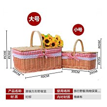 熱銷方形野餐籃子ins網紅道具竹籃編織手提籃田園野炊藤編收納籃*爆款 歷史價格詳細信息