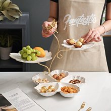 北歐輕奢水果盤三層陶瓷點心盤家用茶幾多層蛋糕甜品臺糖果盤擺件*爆款 價格比較,價格查詢,歷史價格詳細信息