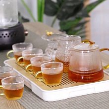 現貨 茶盤玻璃托盤家用日式輕奢實木制茶托復古海棠花茶具長方形干泡臺 歷史價格詳細信息