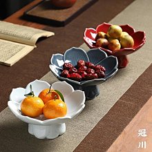 茶點盤書鶴柴燒手作陶瓷高足盤家用果盤日式供奉盤供佛盤中式點心茶點盤-台百貨 歷史價格詳細信息