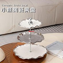 歐式風輕奢雙層三層果盤小熊網紅高顔值客廳餐廳零食水果盤-滿599免運 歷史價格詳細信息
