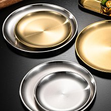 韓式不銹鋼圓盤飯店用帶磁圓盤加厚反邊菜果盤歐式多用盤商用托盤-滿599免運 歷史價格詳細信息
