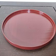 (日本生活漆器)樹脂胎蒔繪三扇紋"天下泰平"深藍色圓形托盤（A1450） 歷史價格詳細信息