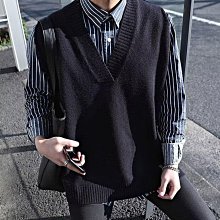 針織馬甲V領素面休閒坎肩寬鬆針背心秋季ins港風純色無袖背心針織毛衣男韓版潮流v領寬鬆外搭馬甲坎肩針織背心-毛毛男裝 歷史價格詳細信息