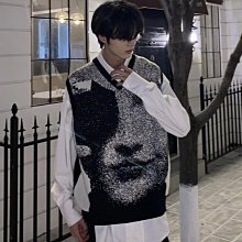 拼色V領針織小外套男 2色M2XL 潮流寬鬆毛衣 慵懶編織線衣 歷史價格詳細信息