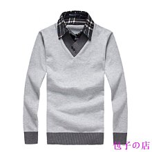 秋季新款男士假兩件襯衫 毛衣 開衫休閒商務針織衫 毛衫 外套 男裝上衣 商務男裝 男上衣 長袖襯衫 韓版襯衫 歷史價格詳細信息