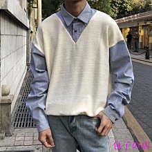 包子の店春秋學院風針織衫外套  v領馬甲毛衣 韓版寬鬆百搭背心 疊穿白色襯衫針織小外套外套 歷史價格詳細信息