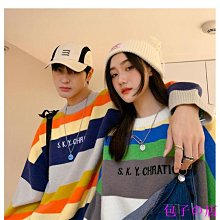 韓版情侶拼接口袋條紋T恤 條紋上衣 橫條 五分袖 寬鬆短袖 OVERSIZE 短T 男上衣(GMT100)【壹號站】 歷史價格詳細信息