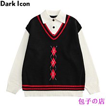 包子の店Dark Icon V领男式女式毛衣秋季宽松毛衣男式2种颜色 歷史價格詳細信息