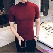 半高領毛衣短袖男新款秋冬季加厚修身保暖針織衫半袖t恤打底衫潮打底衫 上衣男 男短T 短袖男 歷史價格詳細信息