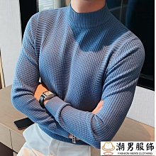 中高領毛衣男 秋冬季素色休閒打底線衣 日系潮流簡約帥氣套頭針織衫-潮男服飾 歷史價格詳細信息